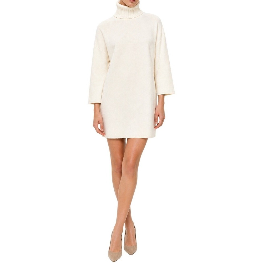 Pomander Place Cream Turtleneck‎ Sweater Dress Knit Mini Long Sleeve S